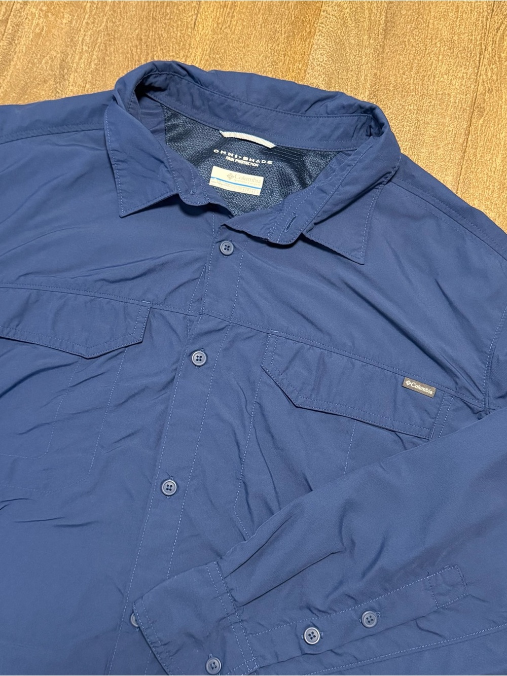 Columbia PFG Men’s Long Sleeve Button Up Shirt Omni Shade Blue Size XXL